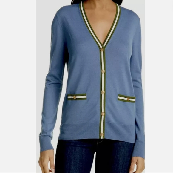 Tory Burch Madeline Striped Trim Cardigan - Picture 6 of 6
